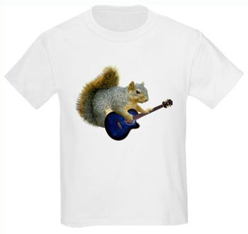 squirrel with blue guitar tshirt from CafePress
