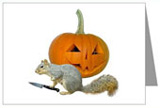 squirrel carving jack-o-lantern card