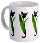kitty tulips mug